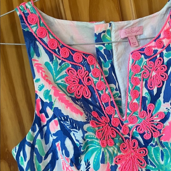 Lilly Pulitzer Pink and Blue Embroidered Dress - Picture 5 of 9
